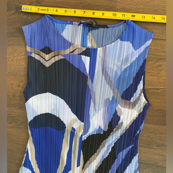 Ming Wang abstract pleated blue midi dress - Picture 13 of 13